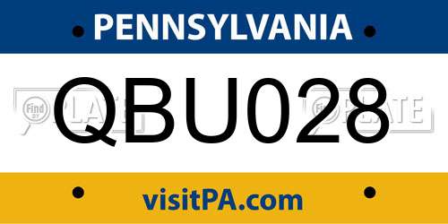 QBU028 Pennsylvania License Plate