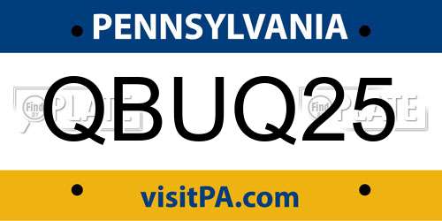 QBUQ25 Pennsylvania License Plate