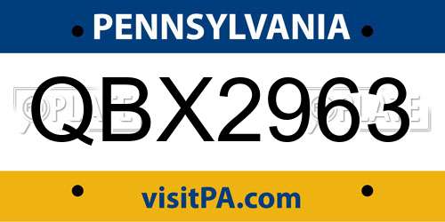 QBX2963 Pennsylvania License Plate
