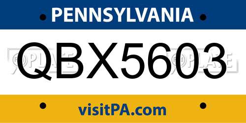 QBX5603 Pennsylvania License Plate