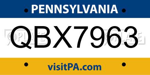 QBX7963 Pennsylvania License Plate