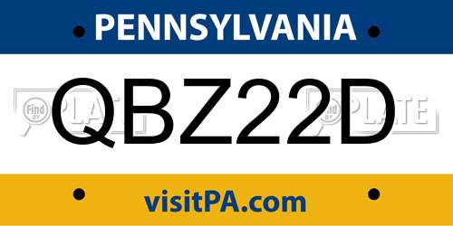 QBZ22D Pennsylvania License Plate