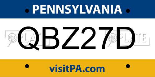 QBZ27D Pennsylvania License Plate