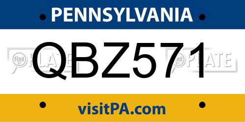 QBZ571 Pennsylvania License Plate