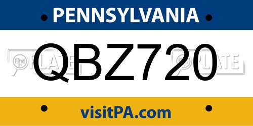 QBZ720 Pennsylvania License Plate