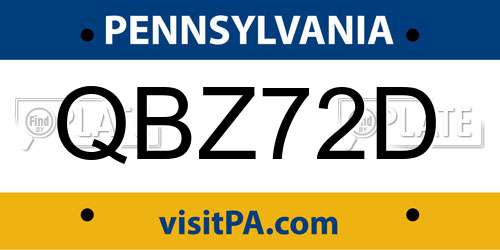 QBZ72D Pennsylvania License Plate