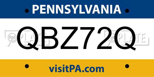 QBZ72Q Pennsylvania License Plate