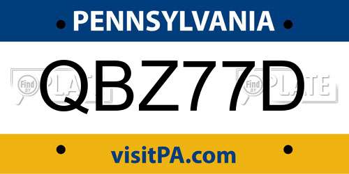 QBZ77D Pennsylvania License Plate
