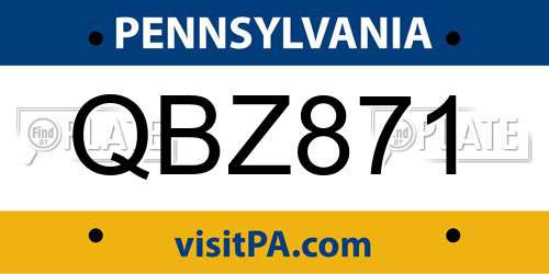 QBZ871 Pennsylvania License Plate