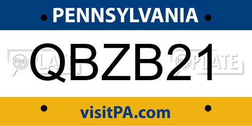 QBZB21 Pennsylvania License Plate