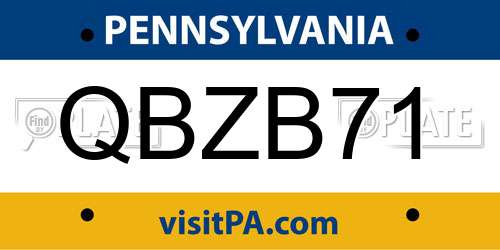 QBZB71 Pennsylvania License Plate