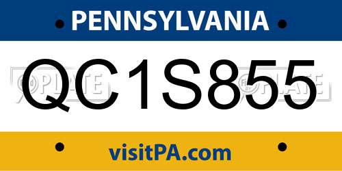 QC1S855 Pennsylvania License Plate