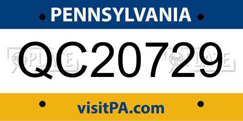 QC20729 Pennsylvania License Plate