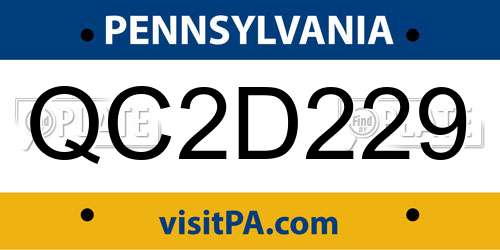 QC2D229 Pennsylvania License Plate