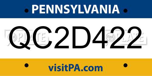 QC2D422 Pennsylvania License Plate
