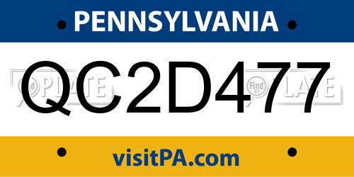 QC2D477 Pennsylvania License Plate