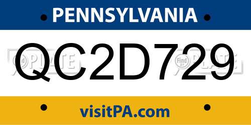 QC2D729 Pennsylvania License Plate