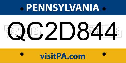 QC2D844 Pennsylvania License Plate