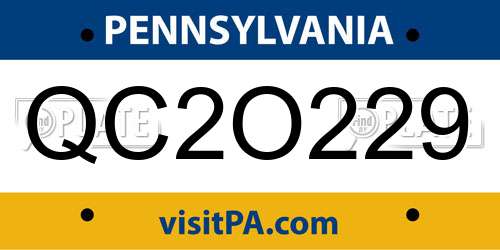 QC2O229 Pennsylvania License Plate