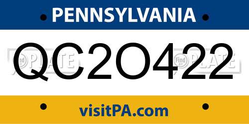 QC2O422 Pennsylvania License Plate