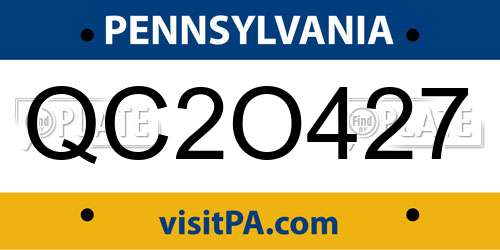 QC2O427 Pennsylvania License Plate