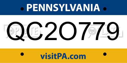 QC2O779 Pennsylvania License Plate