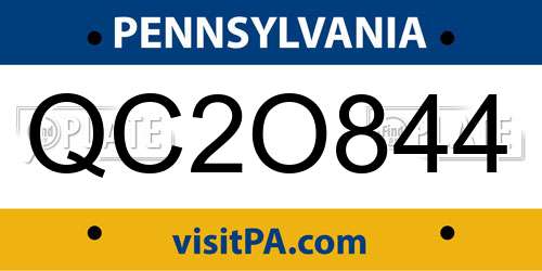 QC2O844 Pennsylvania License Plate