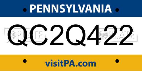 QC2Q422 Pennsylvania License Plate