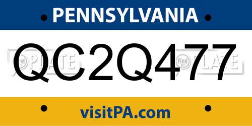 QC2Q477 Pennsylvania License Plate