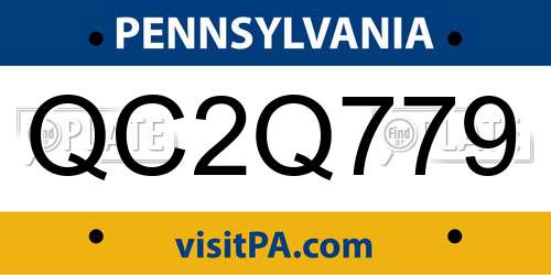 QC2Q779 Pennsylvania License Plate