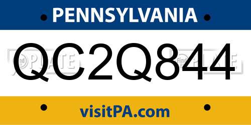 QC2Q844 Pennsylvania License Plate