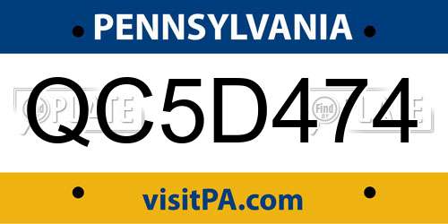 QC5D474 Pennsylvania License Plate