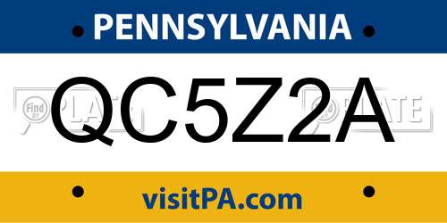QC5Z2A Pennsylvania License Plate