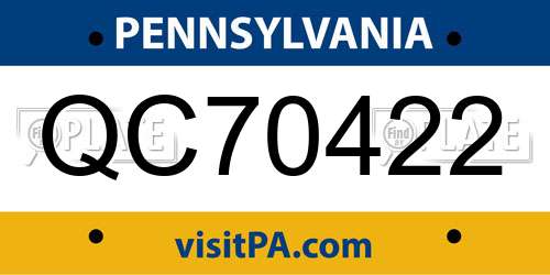 QC70422 Pennsylvania License Plate