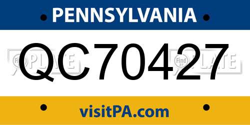 QC70427 Pennsylvania License Plate