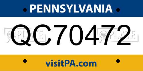 QC70472 Pennsylvania License Plate