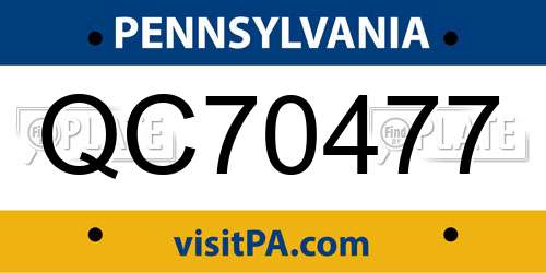 QC70477 Pennsylvania License Plate