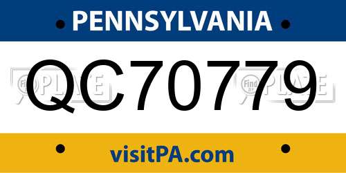 QC70779 Pennsylvania License Plate