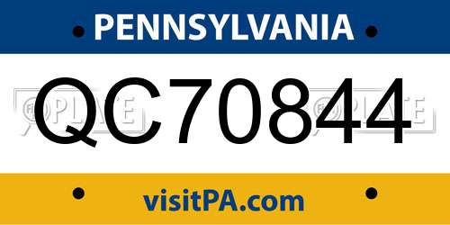 QC70844 Pennsylvania License Plate