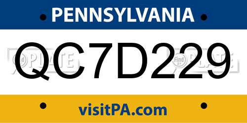 QC7D229 Pennsylvania License Plate