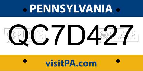 QC7D427 Pennsylvania License Plate