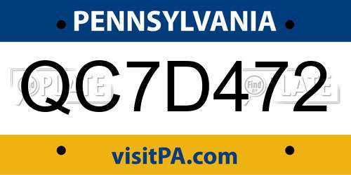 QC7D472 Pennsylvania License Plate