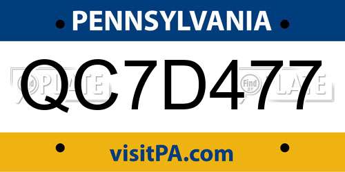 QC7D477 Pennsylvania License Plate