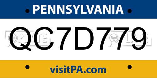 QC7D779 Pennsylvania License Plate