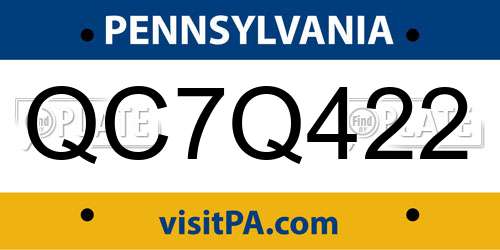 QC7Q422 Pennsylvania License Plate