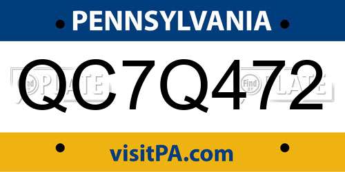 QC7Q472 Pennsylvania License Plate