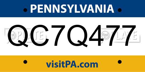 QC7Q477 Pennsylvania License Plate