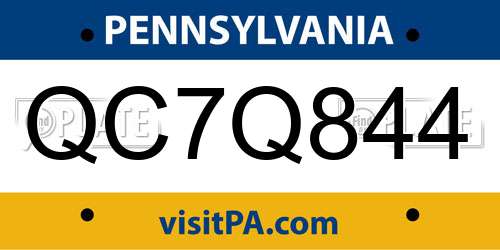 QC7Q844 Pennsylvania License Plate