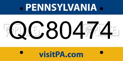 QC80474 Pennsylvania License Plate