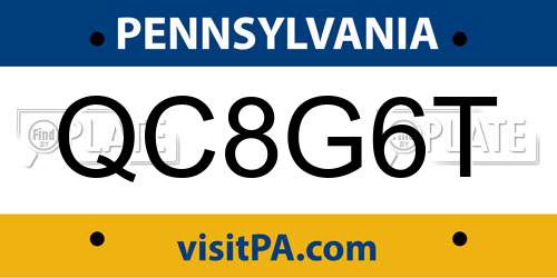 QC8G6T Pennsylvania License Plate